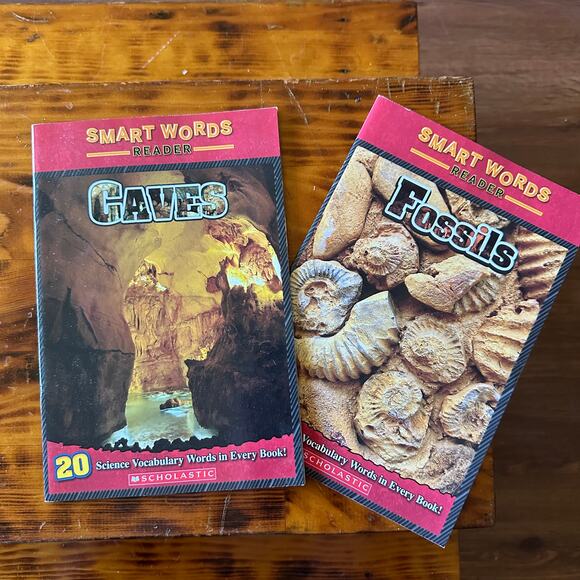 Scholastic Set of 2 Smart Words Reader Caves & Fossils Paperback Books - Picture 1 of 10